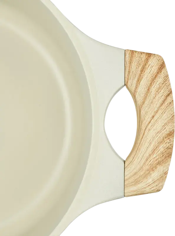 Resto 93801 RAN Aluminum Casserole Pot with Glass Lid, 2.4L, 20cm, Non-stick PFLUON Coating, Wood-effect Handles, Beige