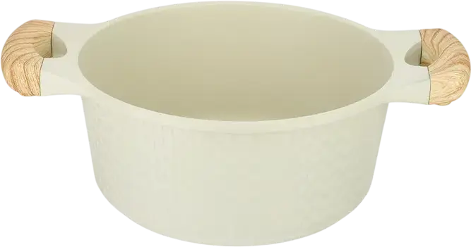 Resto 93801 RAN Aluminum Casserole Pot with Glass Lid, 2.4L, 20cm, Non-stick PFLUON Coating, Wood-effect Handles, Beige
