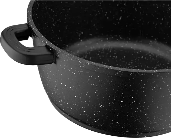 Ardesto AR2426GE Gemini Anzio Cast Aluminum Casserole with Glass Lid, 28 cm, 6.4 L, Non-stick Marble Coating, Induction Compatible, Black