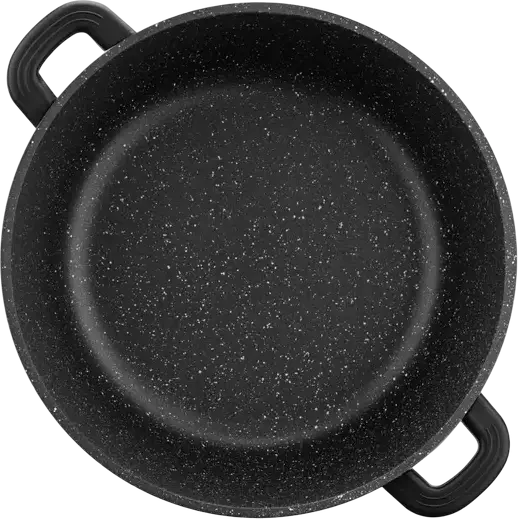 Ardesto AR2426GE Gemini Anzio Cast Aluminum Casserole with Glass Lid, 28 cm, 6.4 L, Non-stick Marble Coating, Induction Compatible, Black
