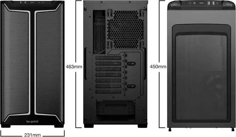 be quiet! Pure Base 501 DX Carcasa Midi-Tower Negru, ATX/M-ATX/Mini-ITX, Sticla Temperata, 3 Ventilatoare 140mm PWM, Iluminare ARGB, USB-C 3.2 Gen 2, BGW77