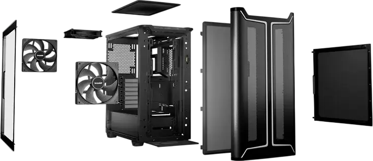 be quiet! Pure Base 501 DX Carcasa Midi-Tower Negru, ATX/M-ATX/Mini-ITX, Sticla Temperata, 3 Ventilatoare 140mm PWM, Iluminare ARGB, USB-C 3.2 Gen 2, BGW77