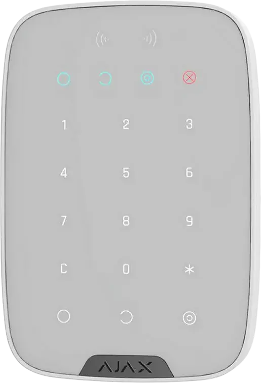 Tastatura Wireless cu Touch Ajax KeyPad pentru Sisteme de Securitate, Protocol Jeweller, Raza 1700m, Cod de Panica, Senzor Temperatura, Alb