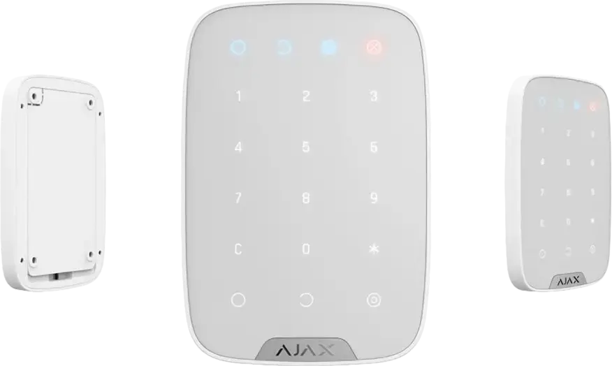 Tastatura Wireless cu Touch Ajax KeyPad pentru Sisteme de Securitate, Protocol Jeweller, Raza 1700m, Cod de Panica, Senzor Temperatura, Alb