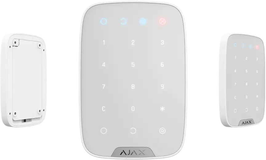 Tastatura Wireless cu Touch Ajax KeyPad pentru Sisteme de Securitate, Protocol Jeweller, Raza 1700m, Cod de Panica, Senzor Temperatura, Alb