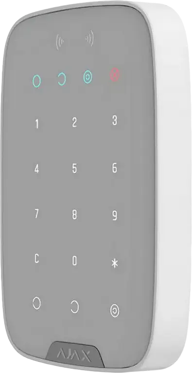 Tastatura Wireless cu Touch Ajax KeyPad pentru Sisteme de Securitate, Protocol Jeweller, Raza 1700m, Cod de Panica, Senzor Temperatura, Alb