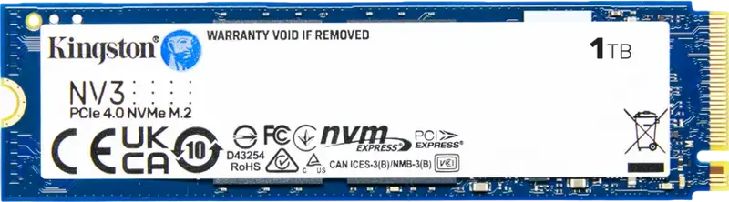 Kingston NV3 M.2 2280 NVMe PCIe 4.0 x4 SSD 1TB SNV3S/1000G 3D NAND Internal Solid State Drive up to 6000MB/s Read and 4000MB/s Write for PC Laptop