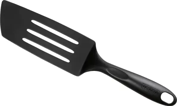 Spatula cu fante Tefal Bienvenue 2743712, Nylon ranforsat cu fibra de sticla rezistent la caldura pana la 220°C, Non-scratch pentru vasuri antiaderente, 350mm