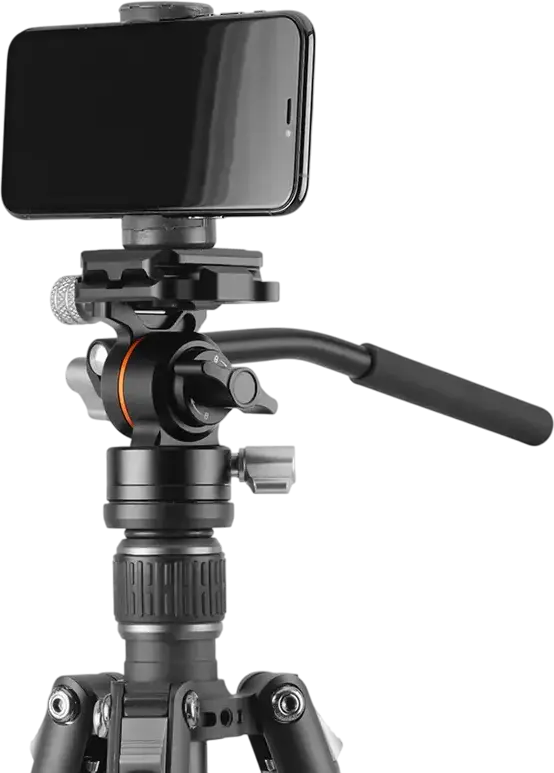 Vanguard VESTA GO 264AV12 Aluminium Tripod with VEO PV-12 2-Way Video Head, 164cm Max Height, 6kg Load, Arca-type Plate, Smartphone Adaptor, Black