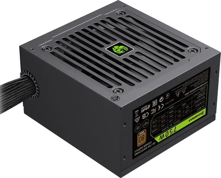 Gamemax GE-750 Power Supply, 750W, 80+ Bronze, ATX 3.1, PCIe 5.1 Ready, 12VHPWR, Non-modular, Active PFC, 120mm Fan, Black