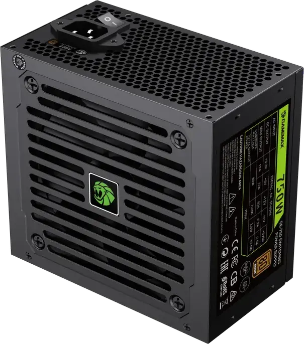 Gamemax GE-750 Power Supply, 750W, 80+ Bronze, ATX 3.1, PCIe 5.1 Ready, 12VHPWR, Non-modular, Active PFC, 120mm Fan, Black