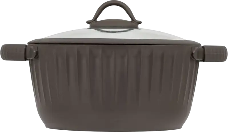 Cratiță RESTO 94005 ASCELLA din Aluminiu cu Strat Non-stick Pfluon Cookmark și Capac de Sticlă, 6.8L, Diametru 28cm, Cafeniu