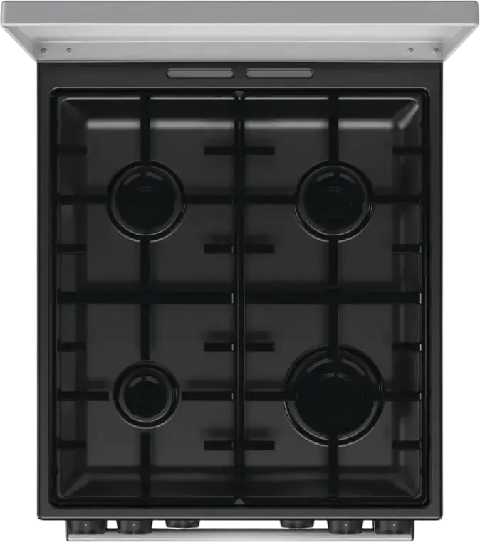 Cuptor Mixt Gorenje GK5C64SH, Plita cu 4 Arzatoare Gaz, Cuptor Electric 62L cu Convectie si Grill, Curatare AquaClean, Gri, Otel Emailat, 50cm
