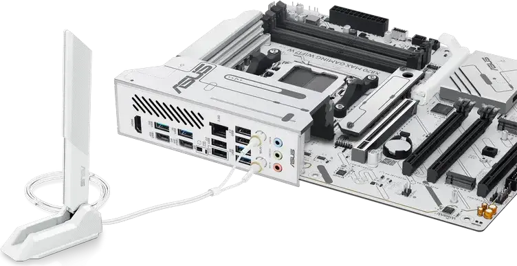 ASUS X870 MAX GAMING WIFI7 W Motherboard AM5 ATX, AMD Ryzen 9000/8000/7000, DDR5 8000+ MT/s, PCIe 5.0, WiFi 7, Bluetooth 5.4, USB4 40Gbps, 3x M.2