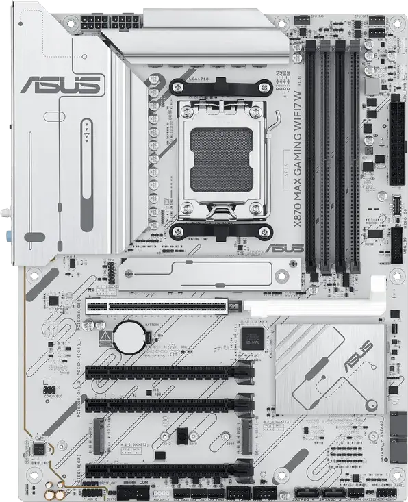 ASUS X870 MAX GAMING WIFI7 W Motherboard AM5 ATX, AMD Ryzen 9000/8000/7000, DDR5 8000+ MT/s, PCIe 5.0, WiFi 7, Bluetooth 5.4, USB4 40Gbps, 3x M.2
