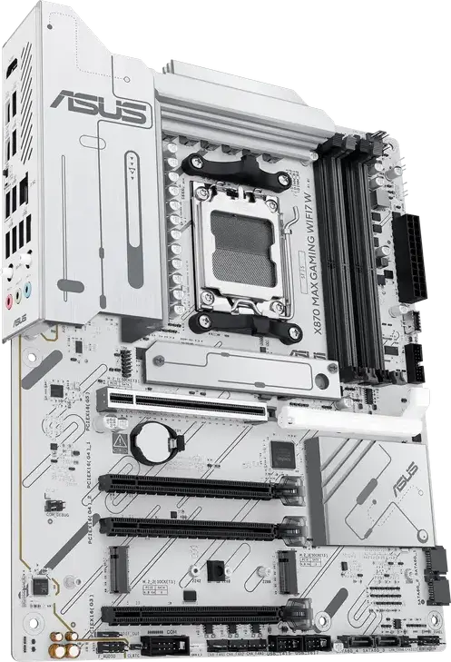 ASUS X870 MAX GAMING WIFI7 W Motherboard AM5 ATX, AMD Ryzen 9000/8000/7000, DDR5 8000+ MT/s, PCIe 5.0, WiFi 7, Bluetooth 5.4, USB4 40Gbps, 3x M.2