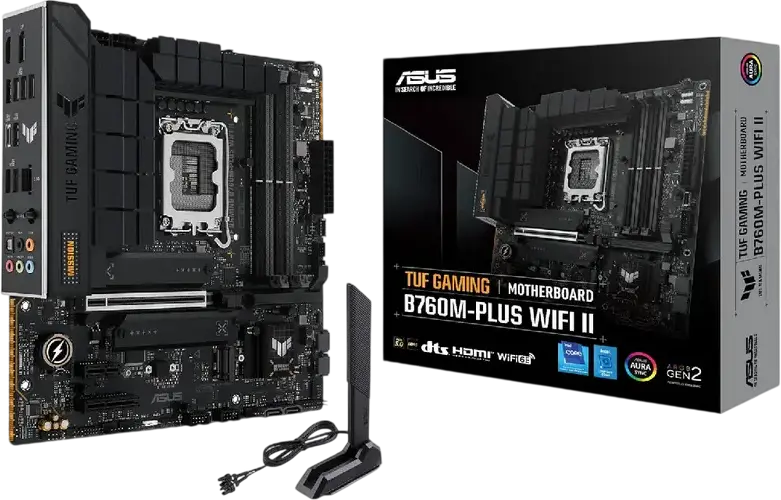 ASUS TUF GAMING B760M-PLUS II Micro-ATX Motherboard LGA1700 Intel B760 DDR5 192GB 7800MHz PCIe 5.0 x16 3x M.2 Slots Realtek 2.5Gb Ethernet