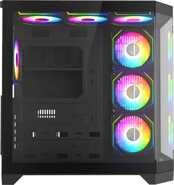 Gamemax HYPE-A Midi-Tower Gaming Case, Black, 270 Degree Panoramic Tempered Glass, 4x120mm ARGB Fans, ATX/Micro ATX/Mini-ITX, ARGB PWM Hub & Remote