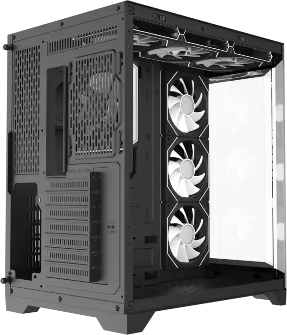 Gamemax HYPE-A Midi-Tower Gaming Case, Black, 270 Degree Panoramic Tempered Glass, 4x120mm ARGB Fans, ATX/Micro ATX/Mini-ITX, ARGB PWM Hub & Remote