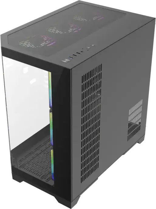 Gamemax HYPE-A Midi-Tower Gaming Case, Black, 270 Degree Panoramic Tempered Glass, 4x120mm ARGB Fans, ATX/Micro ATX/Mini-ITX, ARGB PWM Hub & Remote