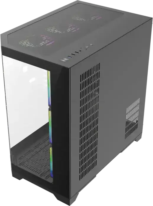 Gamemax HYPE-A Midi-Tower Gaming Case, Black, 270 Degree Panoramic Tempered Glass, 4x120mm ARGB Fans, ATX/Micro ATX/Mini-ITX, ARGB PWM Hub & Remote