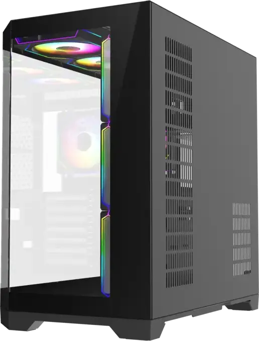 Gamemax HYPE-A Midi-Tower Gaming Case, Black, 270 Degree Panoramic Tempered Glass, 4x120mm ARGB Fans, ATX/Micro ATX/Mini-ITX, ARGB PWM Hub & Remote
