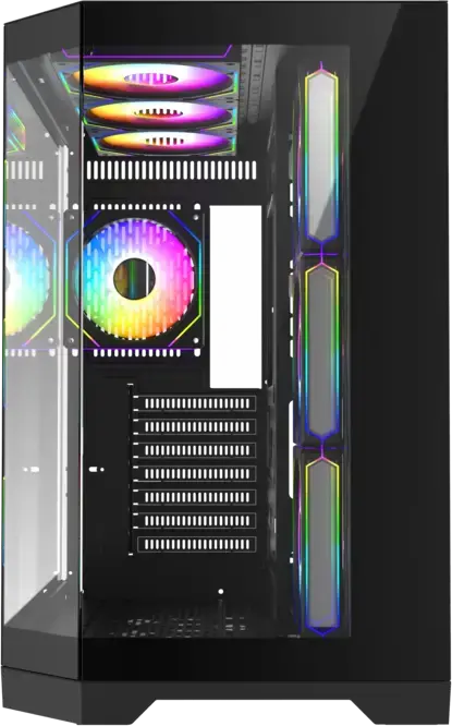 Gamemax HYPE-A Midi-Tower Gaming Case, Black, 270 Degree Panoramic Tempered Glass, 4x120mm ARGB Fans, ATX/Micro ATX/Mini-ITX, ARGB PWM Hub & Remote