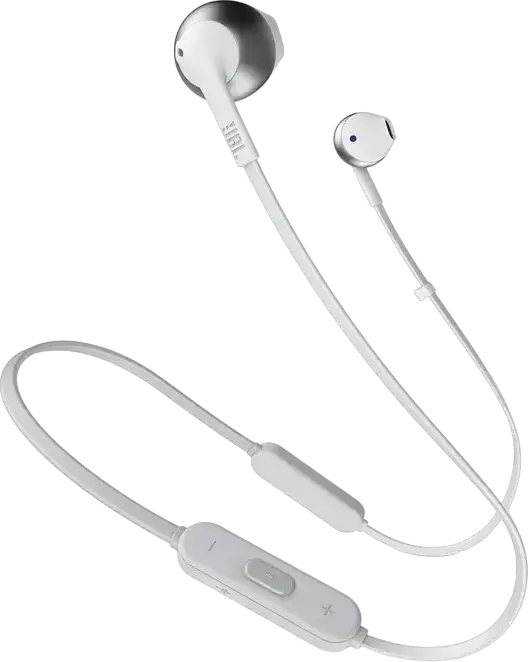 JBL Tune 205BT Wireless Neckband Earbuds, 12.5mm Dynamic Drivers, Bluetooth 4.1, 6h Playback, Built-in Microphone, Voice Assistant Support, Silver