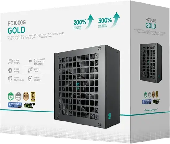 Блок питания Deepcool GamerStorm PQ1000G 1000 Вт, 80+ Gold, Cybenetics Platinum, Полностью модульный ATX, PCIe 5.1, ATX 12V 3.1, 12V-2x6, Черный