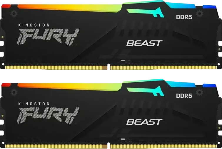 Оперативная память Kingston FURY Beast RGB DDR5 32ГБ (2x16ГБ) 5600МГц PC5-44800 CL36 Комплект KF556C36BBEAK2-32 Intel XMP 3.0 AMD EXPO Черный