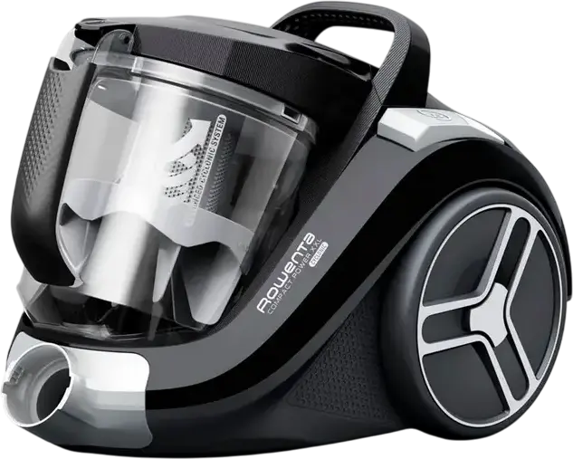 Rowenta Compact Power XXL RO4B75EA Bagless Cylinder Vacuum Cleaner, 900W, 2.5L Dust Container, 3-Stage Filtration, Turbo and Parquet Brushes, Black