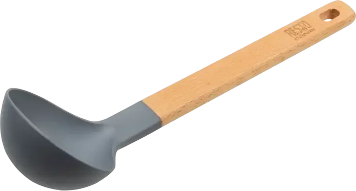 RESTO 94201 SUBRA Soup Ladle, Plastic Head and Wood Handle, Grey, 28.5 x 7.5 cm, Heat Resistant up to 210 °C