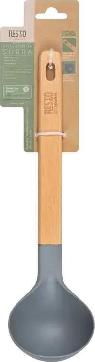RESTO 94201 SUBRA Soup Ladle, Plastic Head and Wood Handle, Grey, 28.5 x 7.5 cm, Heat Resistant up to 210 °C