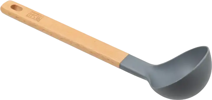 RESTO 94201 SUBRA Soup Ladle, Plastic Head and Wood Handle, Grey, 28.5 x 7.5 cm, Heat Resistant up to 210 °C