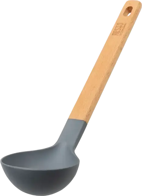 RESTO 94201 SUBRA Soup Ladle, Plastic Head and Wood Handle, Grey, 28.5 x 7.5 cm, Heat Resistant up to 210 °C