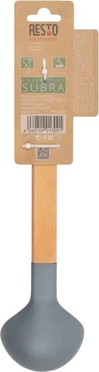RESTO 94201 SUBRA Soup Ladle, Plastic Head and Wood Handle, Grey, 28.5 x 7.5 cm, Heat Resistant up to 210 °C