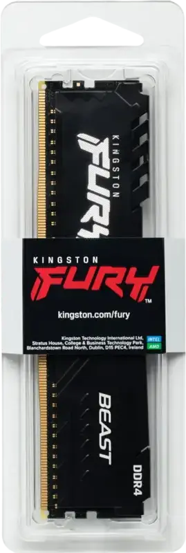 Модуль памяти Kingston FURY Beast DDR4 32GB 3200MHz PC4-25600 CL16 KF432C16BB/32 288-Pin DIMM Dual-Rank Non-ECC с радиатором Intel XMP 2.0