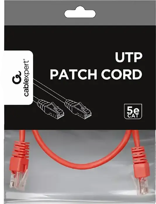 Cablu Patch Cablexpert PP12 CAT5e UTP 0.5m Rosu RJ45 Ethernet 1Gbps 100MHz Conectori Gold Plated cu Protectie Snagless