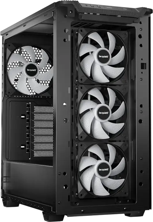 Carcasa be quiet! Pure Base 501 LX Midi-Tower, Negru, ATX/M-ATX/Mini-ITX, 4 Ventilatoare Light Wings LX PWM, Panou Sticla Temperata, Suport GPU Vertical