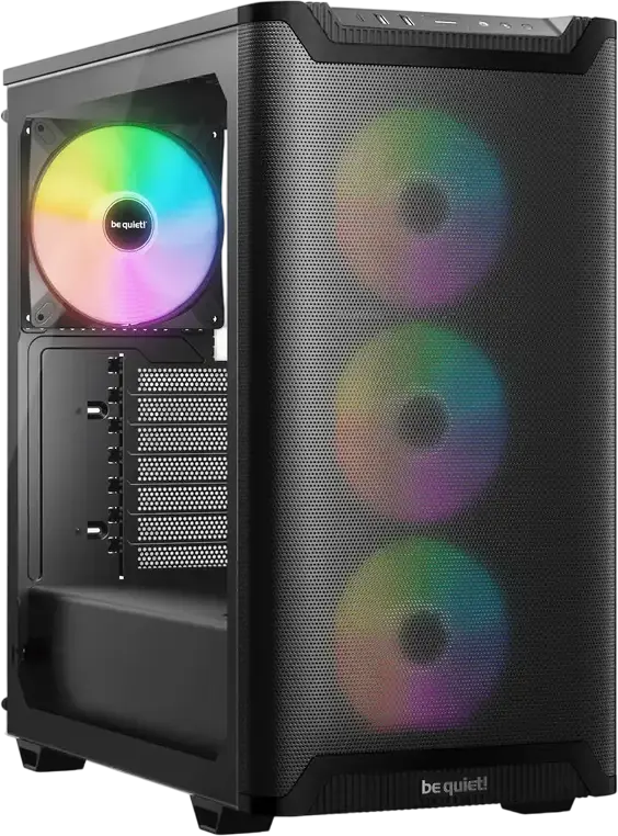 Carcasa be quiet! Pure Base 501 LX Midi-Tower, Negru, ATX/M-ATX/Mini-ITX, 4 Ventilatoare Light Wings LX PWM, Panou Sticla Temperata, Suport GPU Vertical