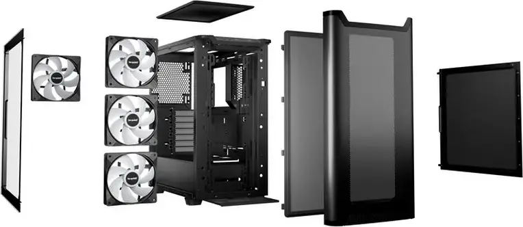 Carcasa be quiet! Pure Base 501 LX Midi-Tower, Negru, ATX/M-ATX/Mini-ITX, 4 Ventilatoare Light Wings LX PWM, Panou Sticla Temperata, Suport GPU Vertical