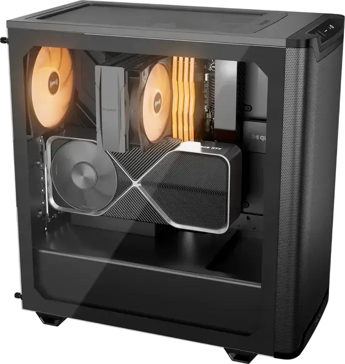 Carcasa be quiet! Pure Base 501 LX Midi-Tower, Negru, ATX/M-ATX/Mini-ITX, 4 Ventilatoare Light Wings LX PWM, Panou Sticla Temperata, Suport GPU Vertical