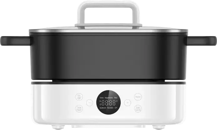 Oala Multifunctionala Xiaomi Hot Pot 6L, 2000W cu Bowl Antiaderent, 8 Programe Automate, Control Tactil, Capac Sticla Temperata, Memorie Inteligenta