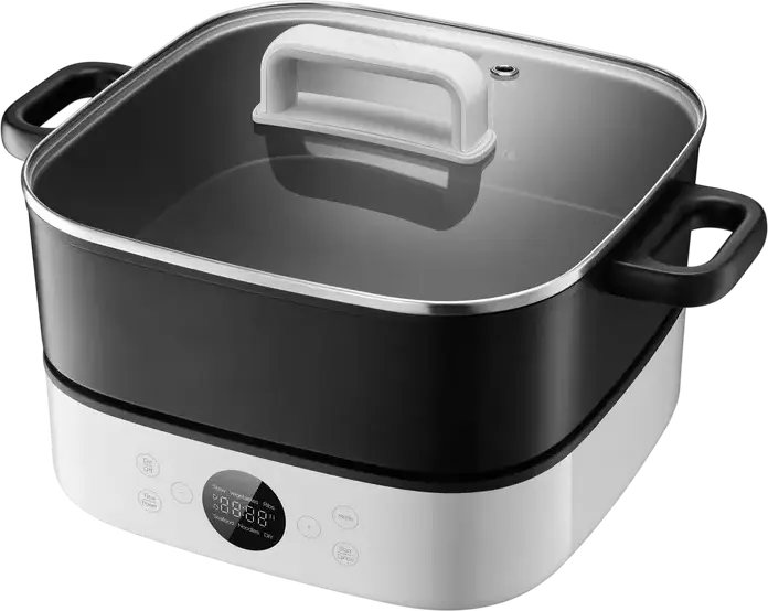 Oala Multifunctionala Xiaomi Hot Pot 6L, 2000W cu Bowl Antiaderent, 8 Programe Automate, Control Tactil, Capac Sticla Temperata, Memorie Inteligenta