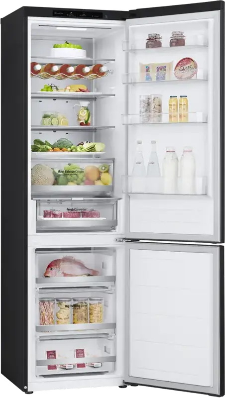 LG GBV5240DEP Freestanding Combi Refrigerator, Total NoFrost, DoorCooling+, Inverter Compressor, 387L Net Volume, Bottom Freezer, Black, 203x59.5x68.2 cm