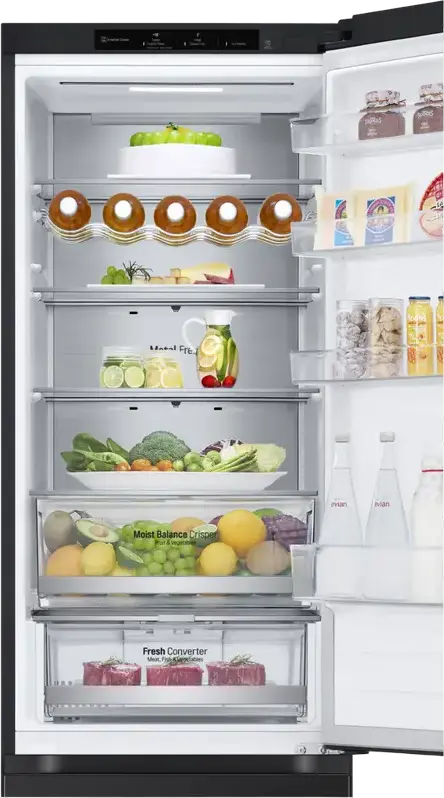 LG GBV5240DEP Freestanding Combi Refrigerator, Total NoFrost, DoorCooling+, Inverter Compressor, 387L Net Volume, Bottom Freezer, Black, 203x59.5x68.2 cm