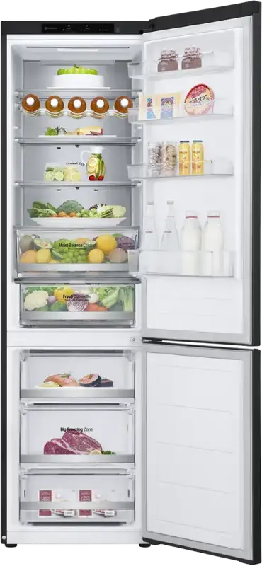 LG GBV5240DEP Freestanding Combi Refrigerator, Total NoFrost, DoorCooling+, Inverter Compressor, 387L Net Volume, Bottom Freezer, Black, 203x59.5x68.2 cm