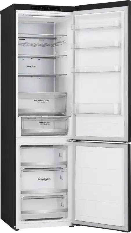 LG GBV5240DEP Freestanding Combi Refrigerator, Total NoFrost, DoorCooling+, Inverter Compressor, 387L Net Volume, Bottom Freezer, Black, 203x59.5x68.2 cm