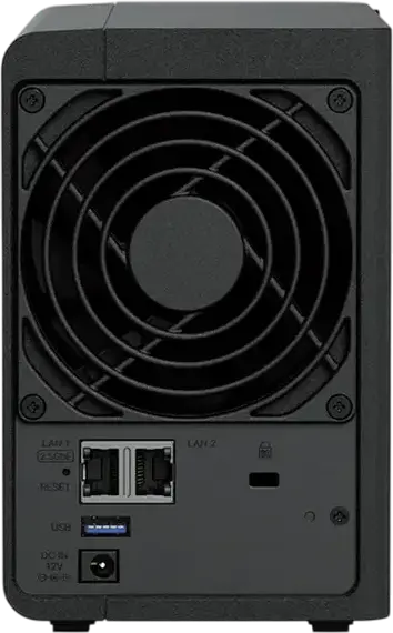 Сетевое хранилище Synology DS225+ NAS DiskStation на 2 отсека, Intel Celeron J4125 4-ядра 2.7ГГц, 2ГБ DDR4, LAN 1Гбит/с и 2.5Гбит/с, USB 3.2 Gen 1, черный