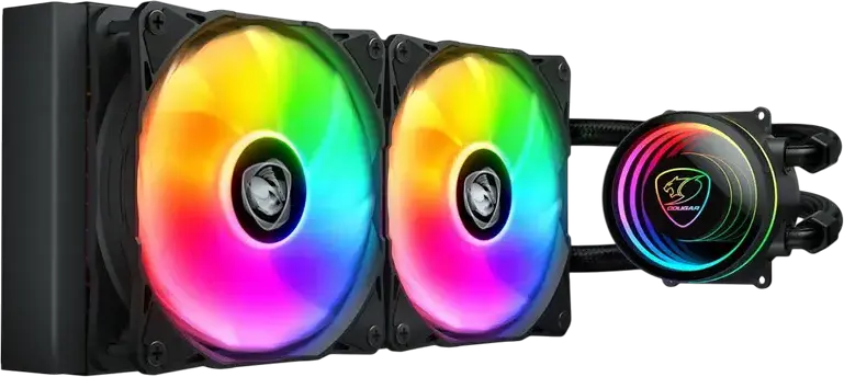 Cooler lichid AIO Cougar Poseidon Elite ARGB 240, CGR-PSDELRGB-B-240, Design Infinity Mirror, 2 ventilatoare PWM de 120mm, Placa de cupru, LGA 1700/1851 AM4/AM5
